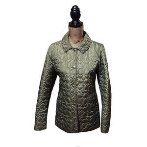 Womens Coach Signature Nylon Quilted Jacket Green Size S
